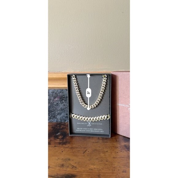 Brooklyn Exchange Brass & Cubic Zirconia Necklace & Bracelet Set - Picture 12 of 13